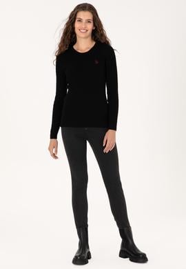 Kadın Siyah Bisiklet Yaka Basic Kazak - 50313626014