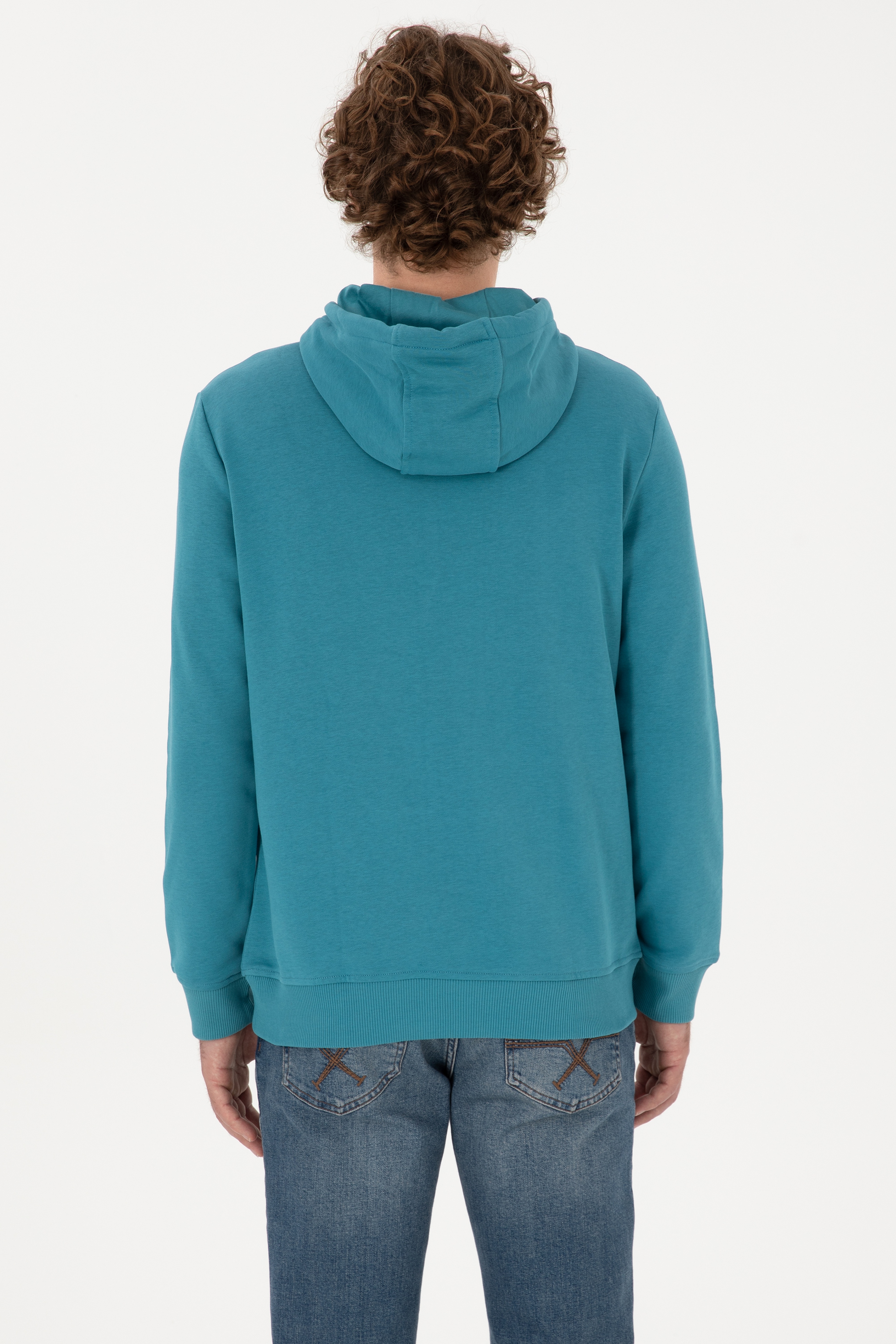 Erkek Petrol Basic Sweatshirt - Image 5