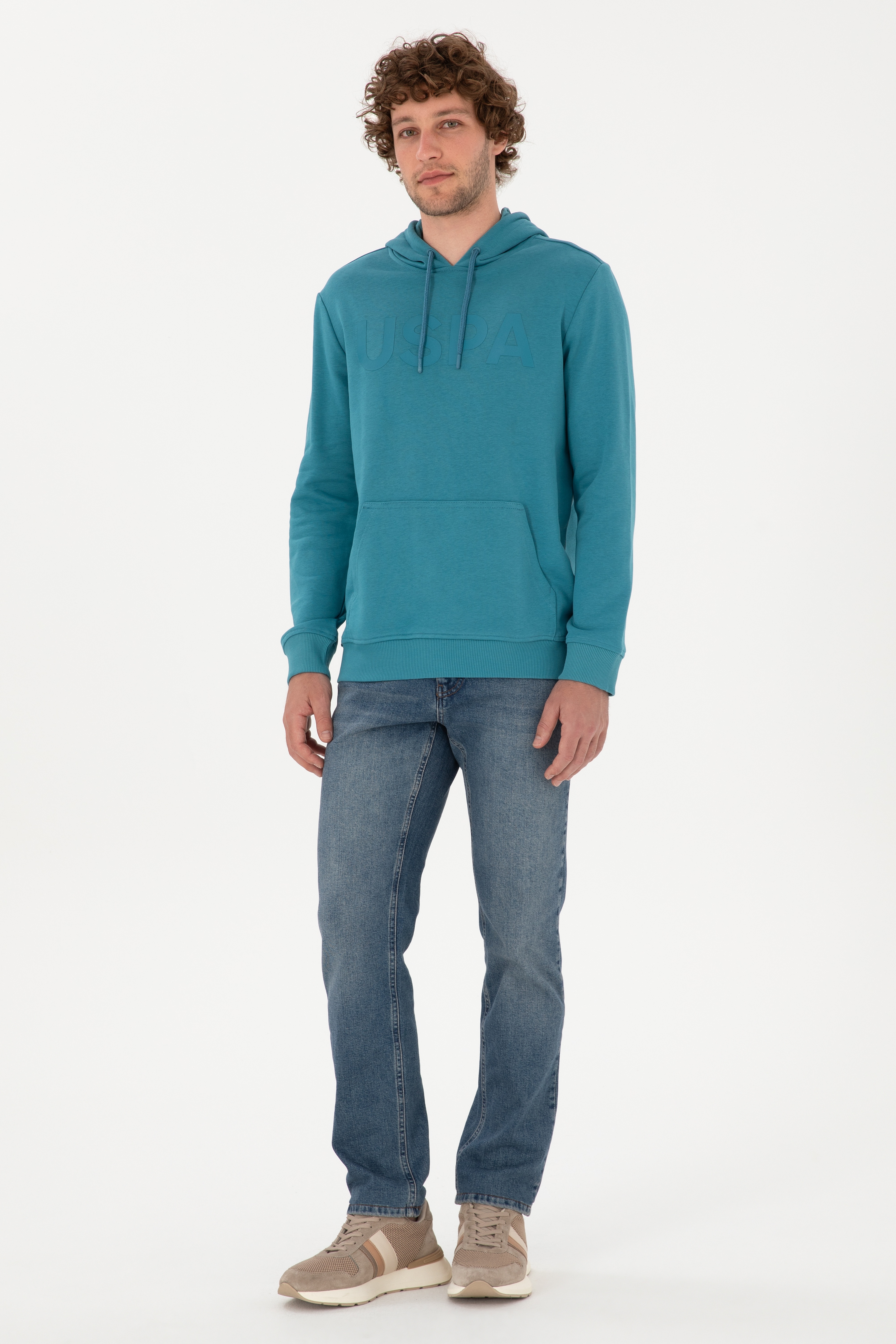 Erkek Petrol Basic Sweatshirt - Image 4
