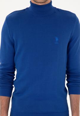 Erkek Slim Fit Yarım Balıkçı Yaka Saks Kazak - 50288887001