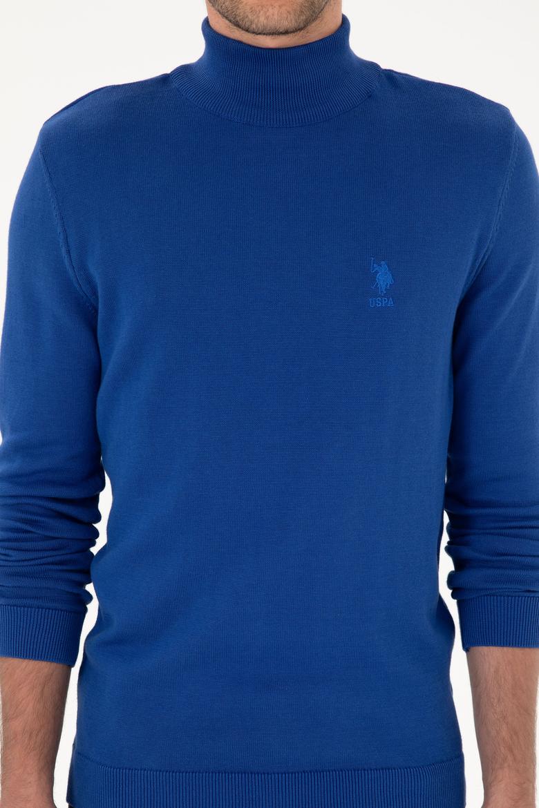 Erkek Slim Fit Yarım Balıkçı Yaka Saks Kazak - 50288887001