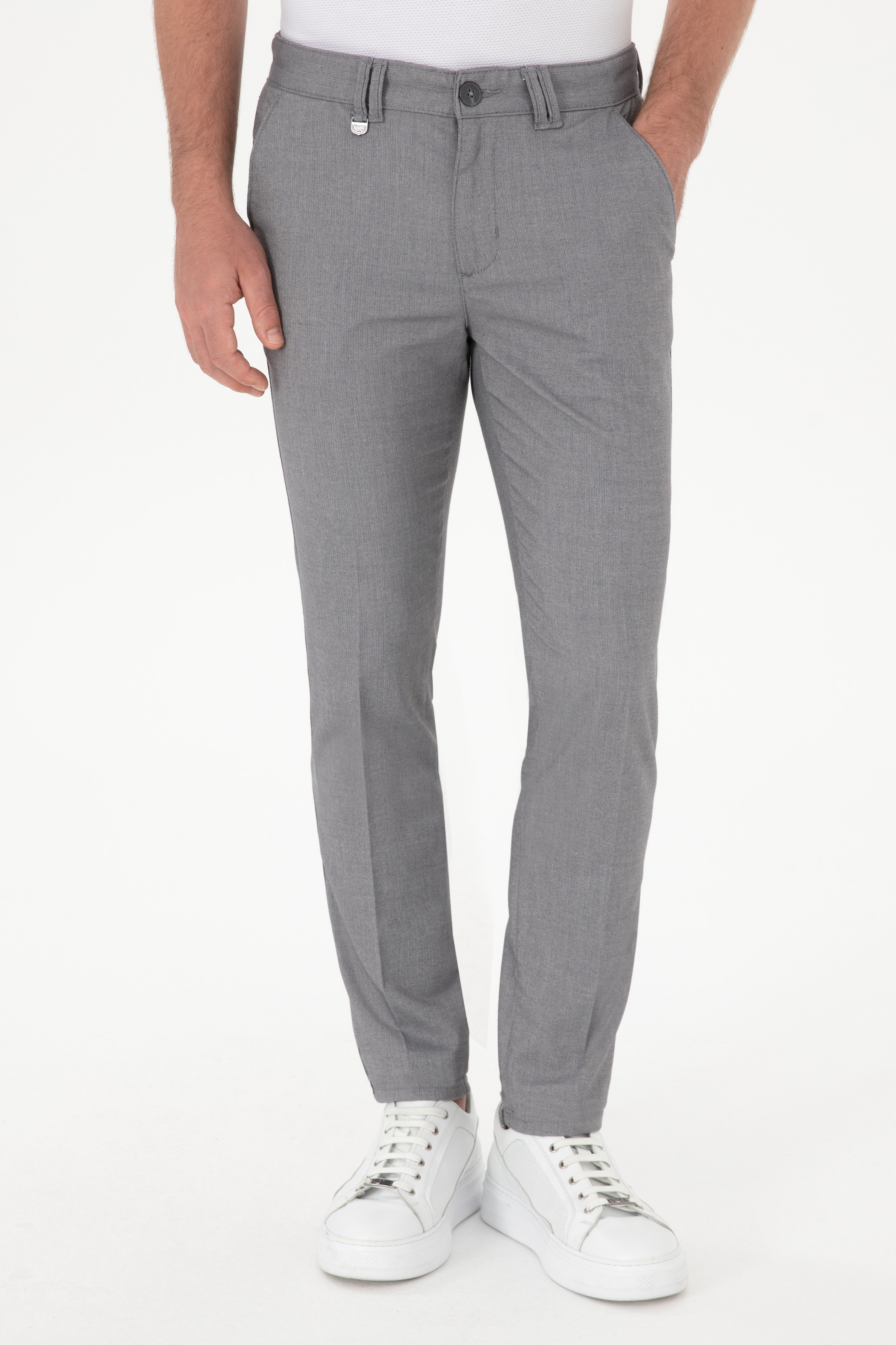 Erkek Slim Fit Gri Kanvas Pantolon - Image 2
