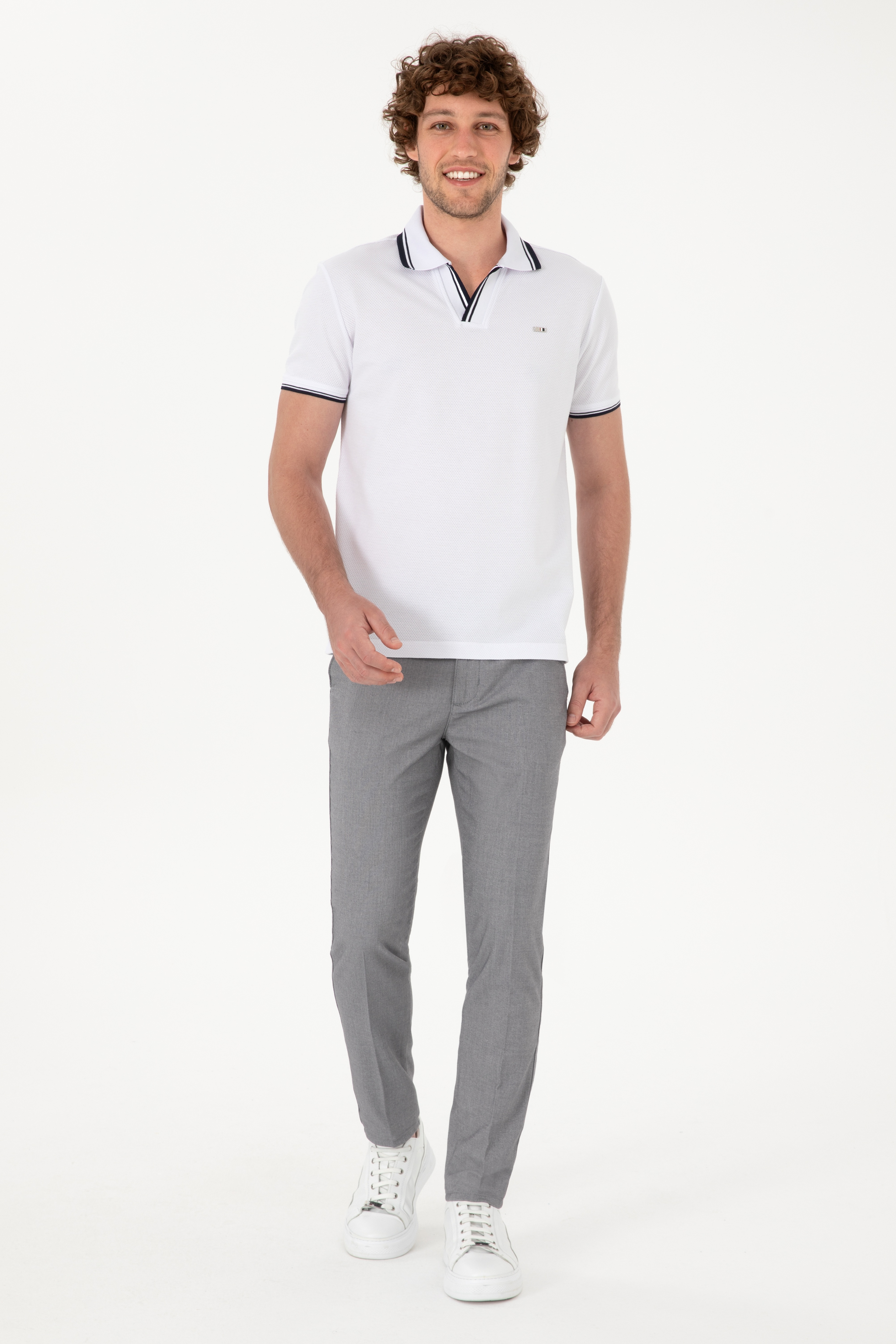 Erkek Slim Fit Gri Kanvas Pantolon