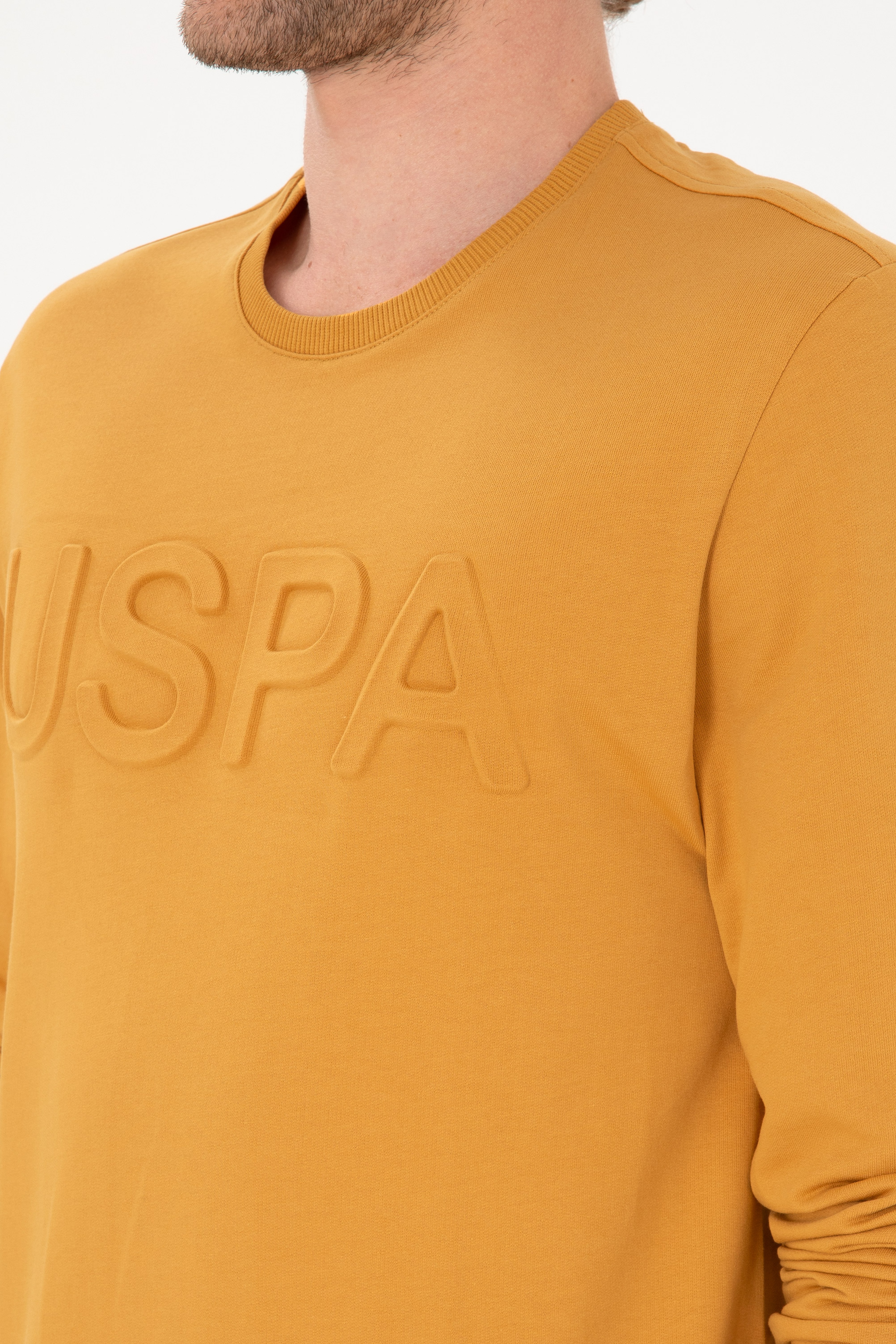 Erkek Hardal Basic Sweatshirt - Image 7