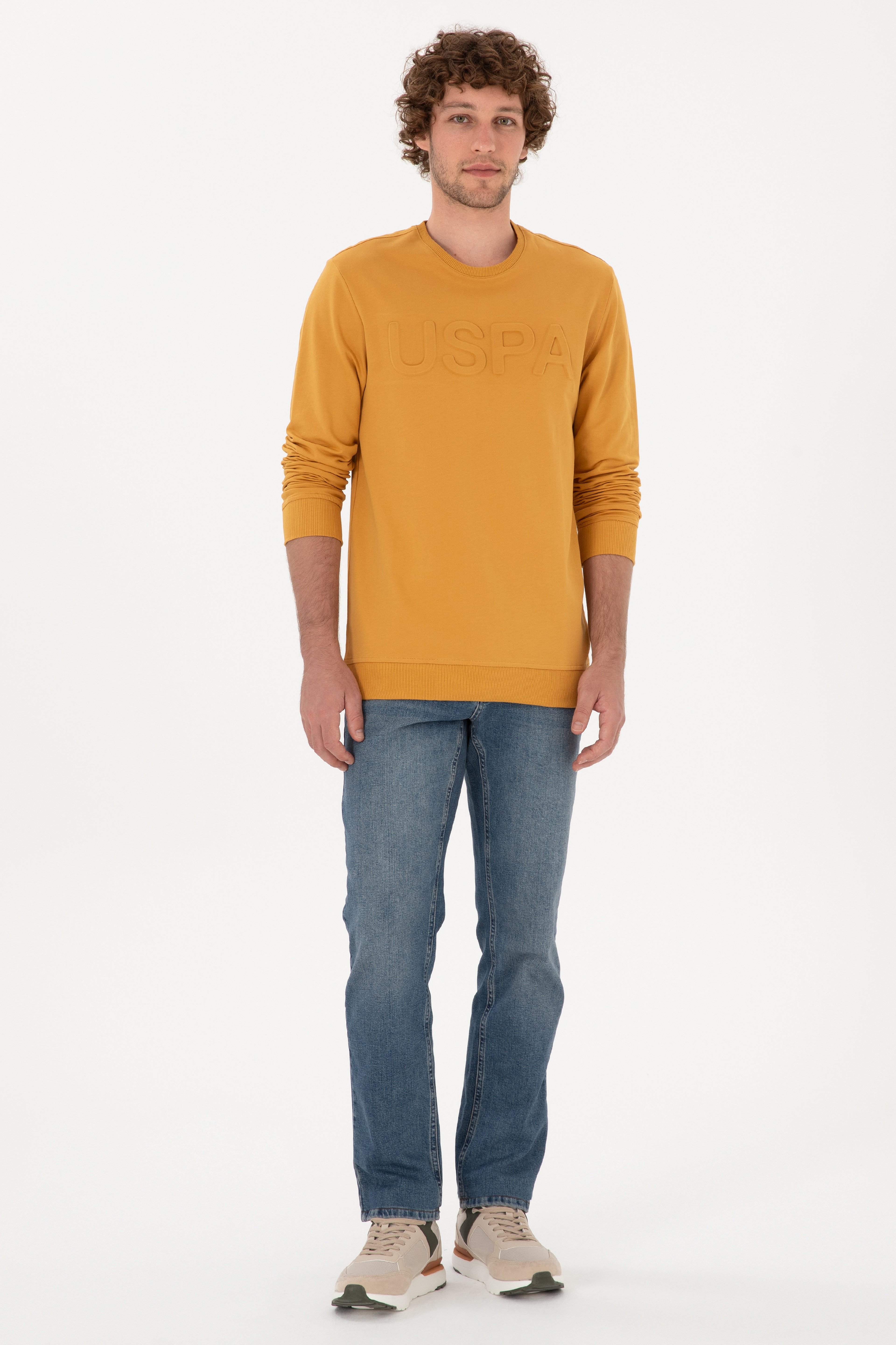Erkek Hardal Basic Sweatshirt - Image 4