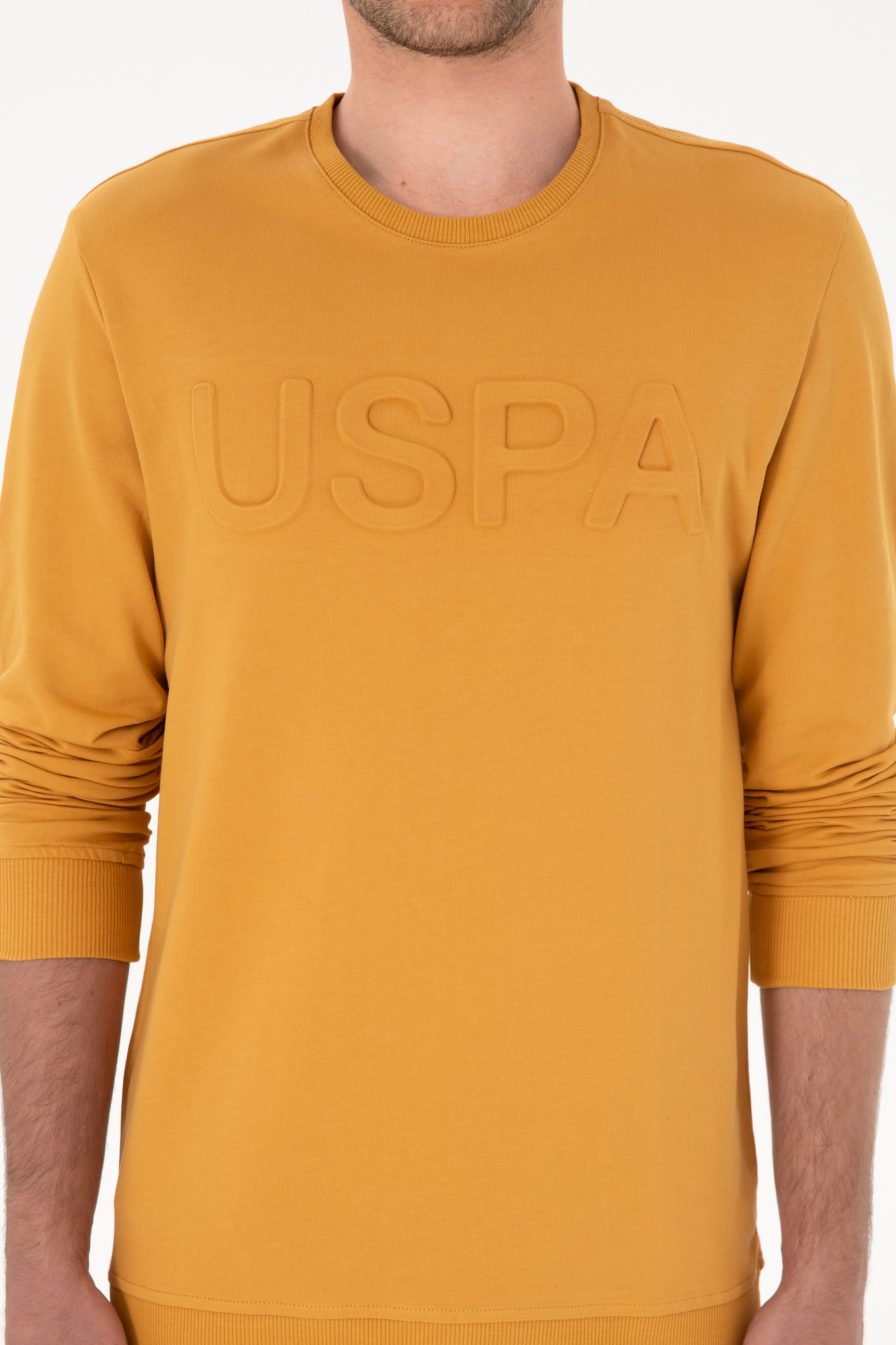 Erkek Hardal Basic Sweatshirt