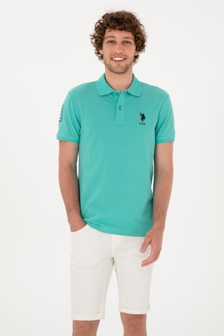 Erkek Slim Fit Polo Yaka Mint Basic Tişört