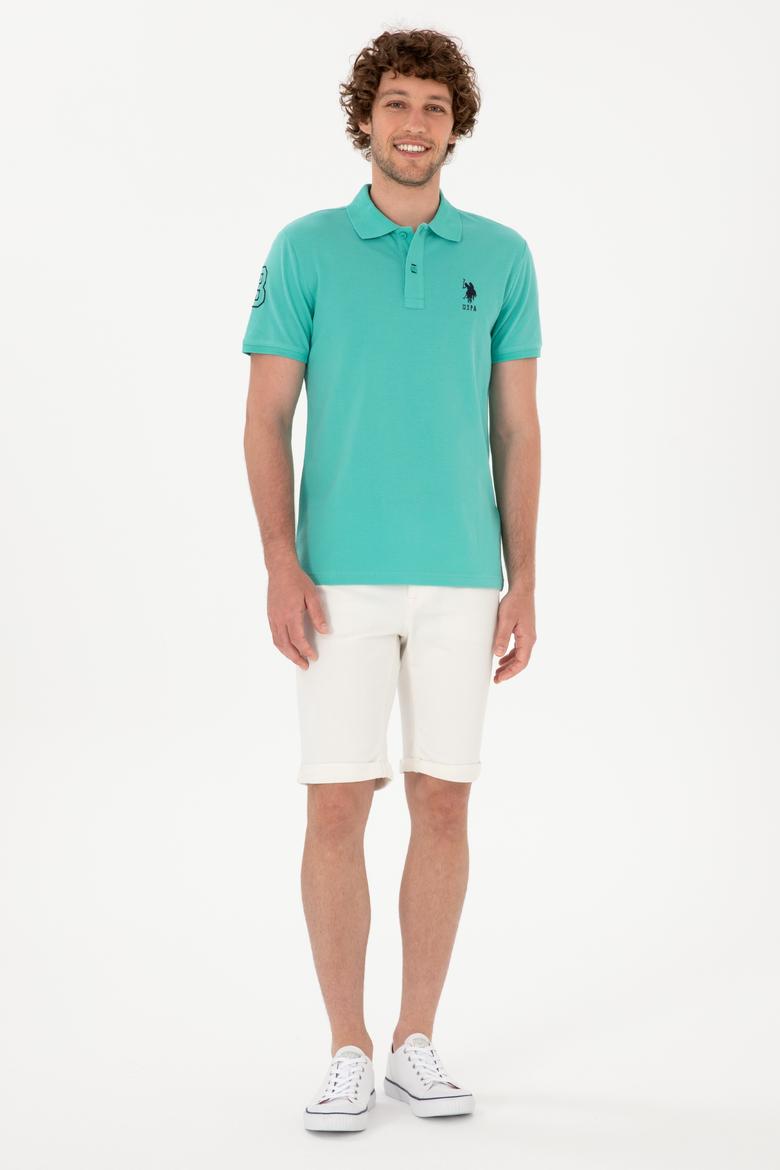 Erkek Slim Fit Polo Yaka Mint Basic Tişört - 50305929059