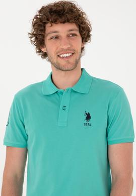 Erkek Slim Fit Polo Yaka Mint Basic Tişört - 50305929059