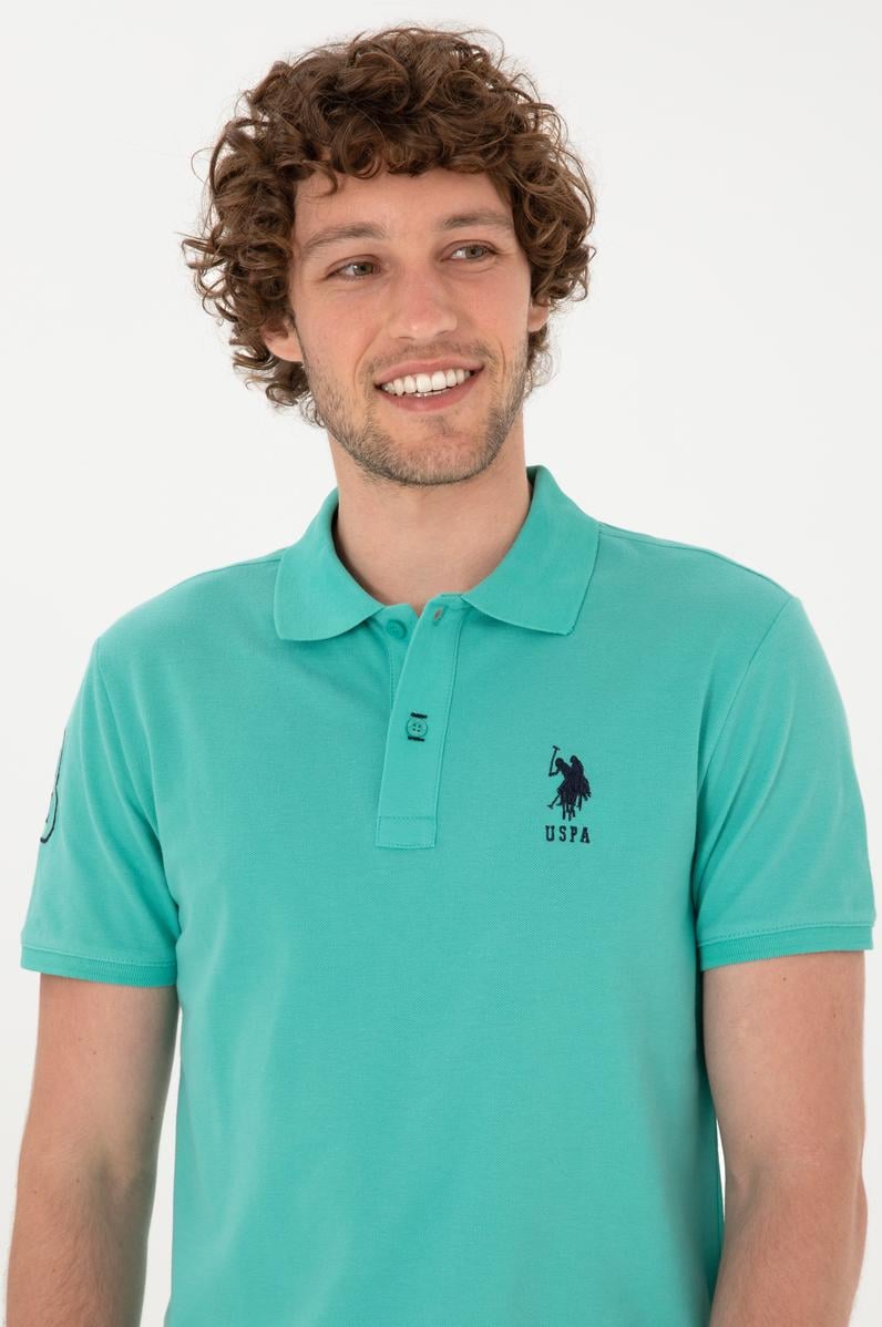 Erkek Slim Fit Polo Yaka Mint Basic Tişört