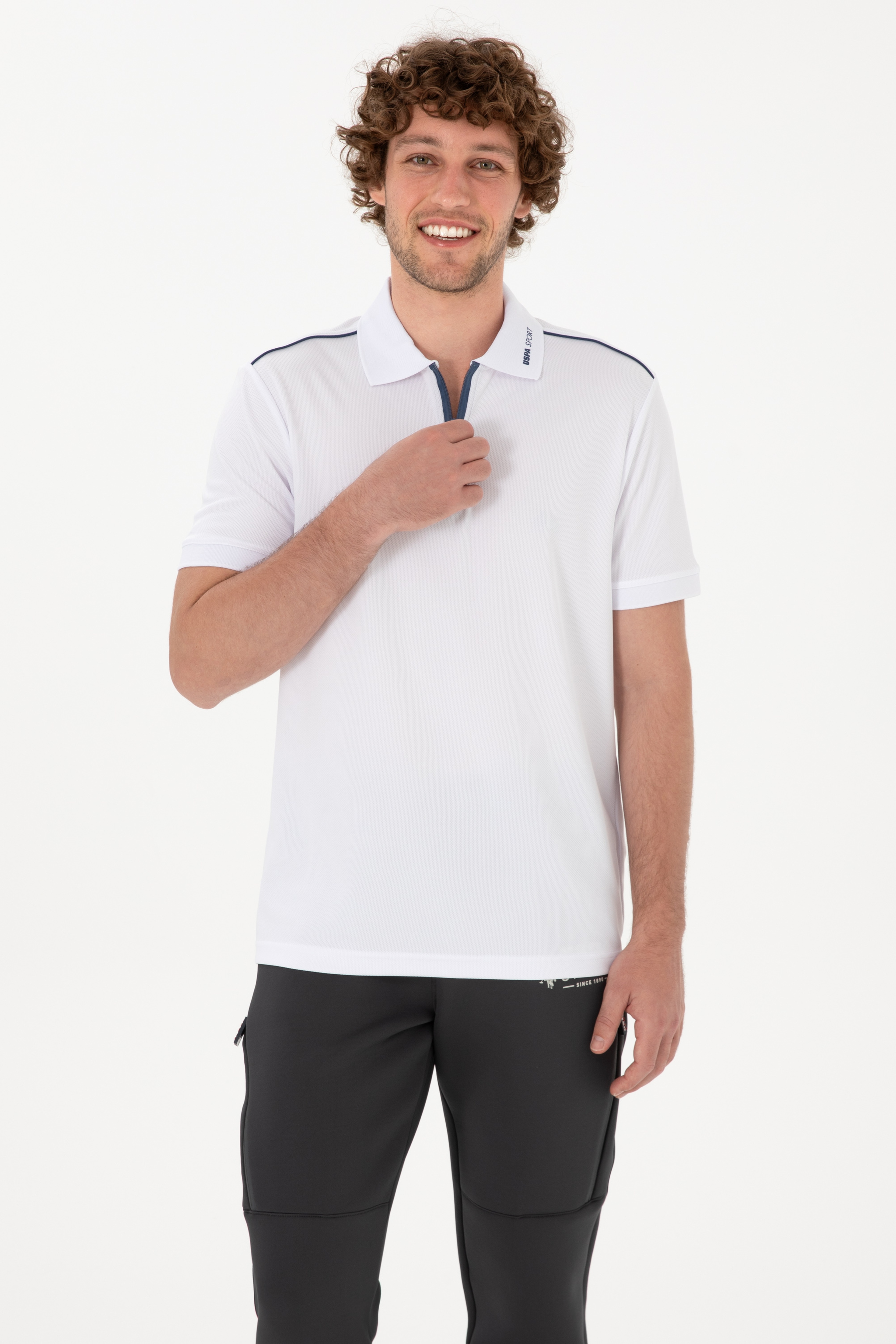 Erkek Regular Fit Polo Yaka Beyaz Tişört - Image 1