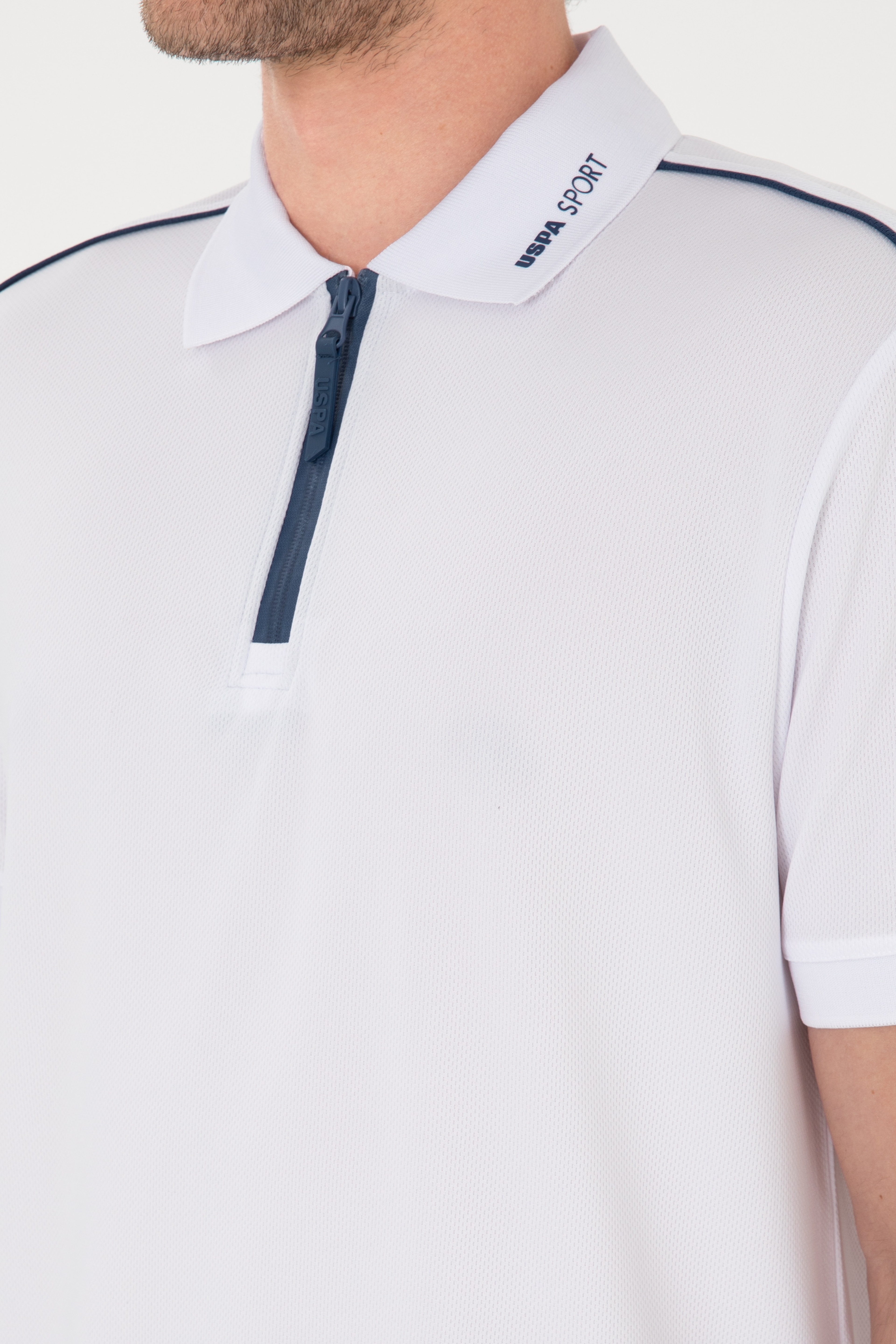 Erkek Regular Fit Polo Yaka Beyaz Tişört - Image 7