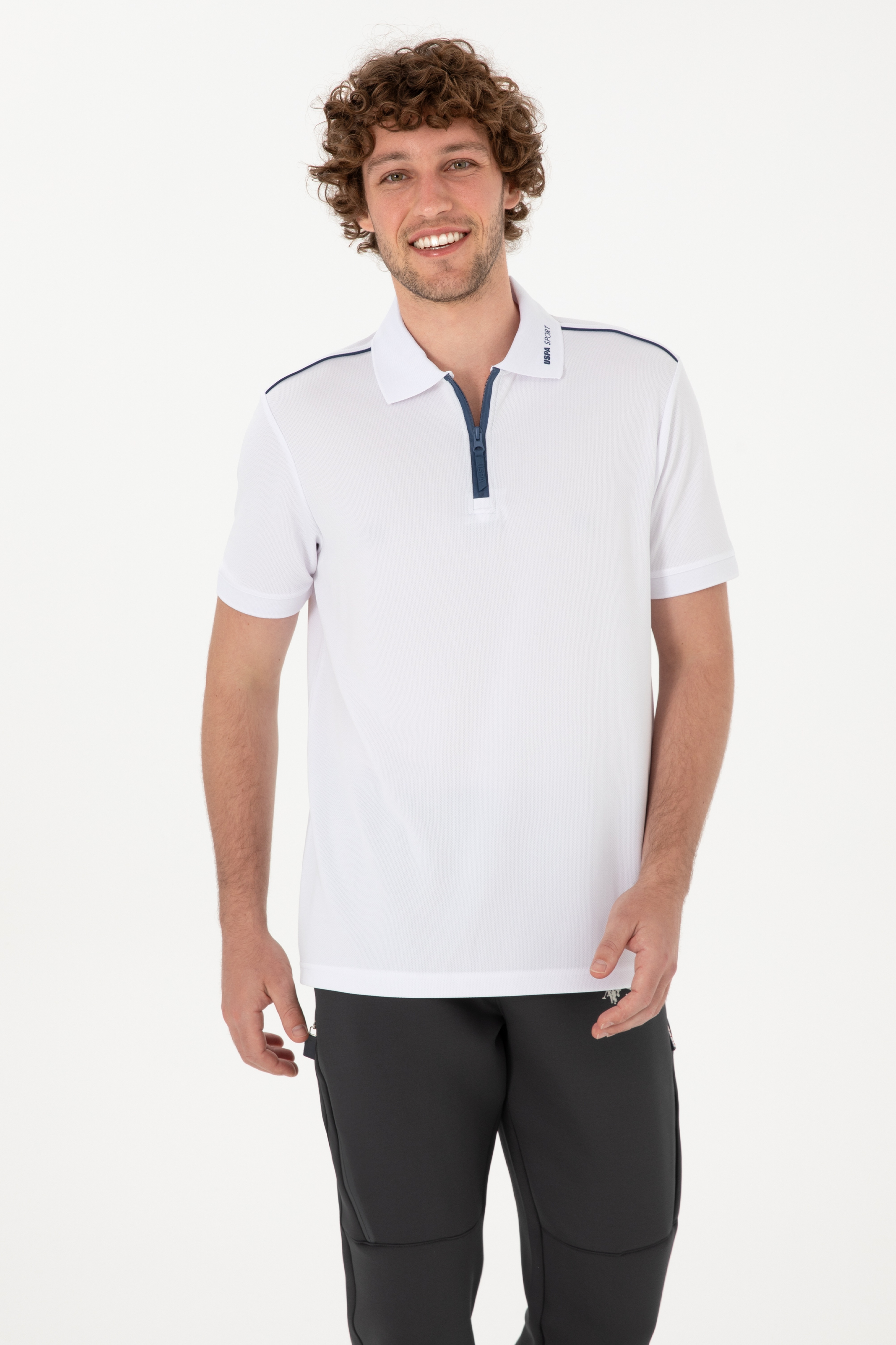 Erkek Regular Fit Polo Yaka Beyaz Tişört - Image 3