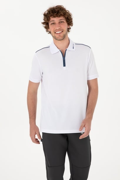 Erkek Regular Fit Polo Yaka Beyaz Tişört