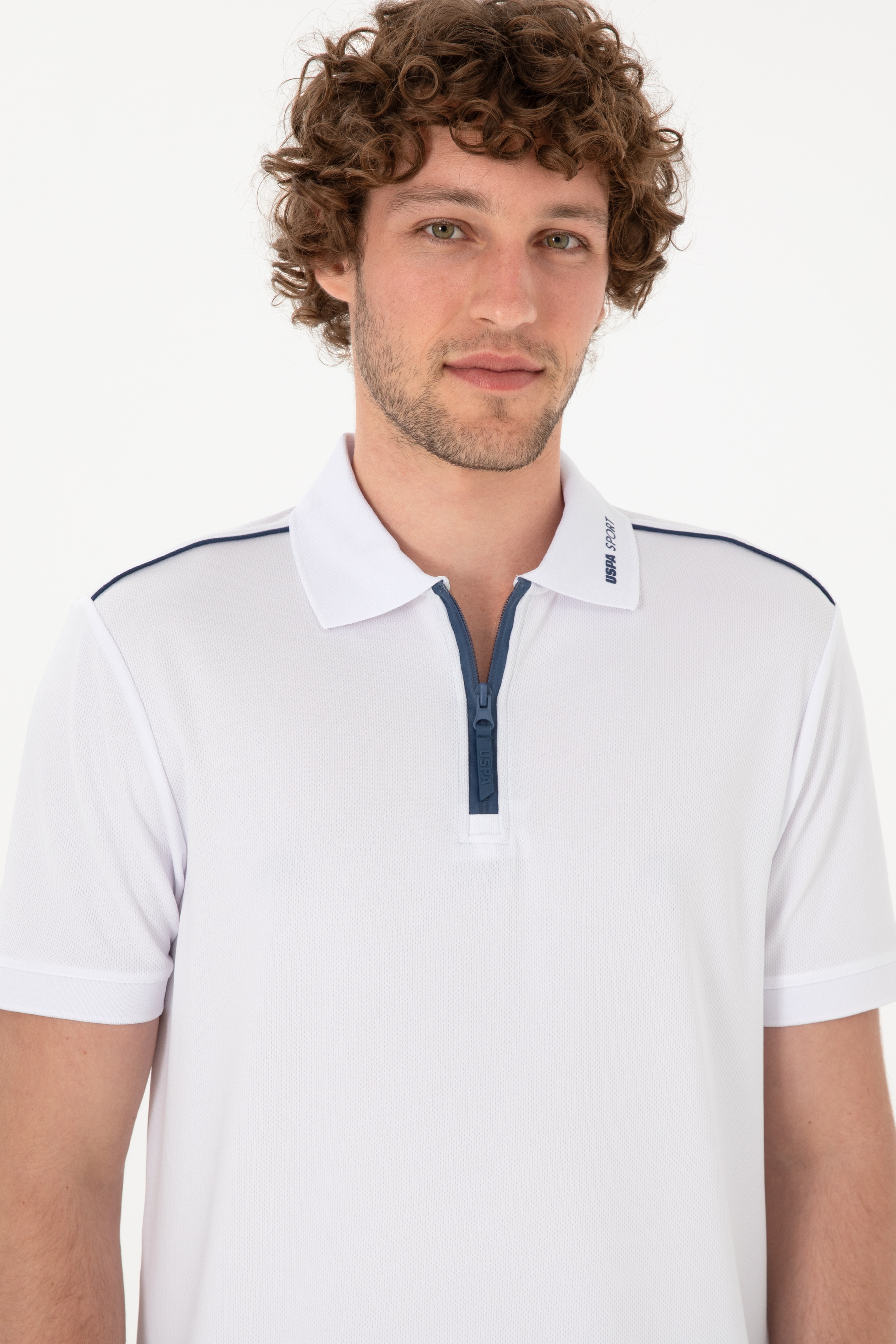 Erkek Regular Fit Polo Yaka Beyaz Tişört - Image 2
