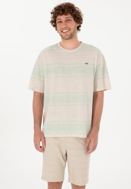 Erkek Comfort Fit Bisiklet Yaka Su Yeşili Tişört - 50299742018