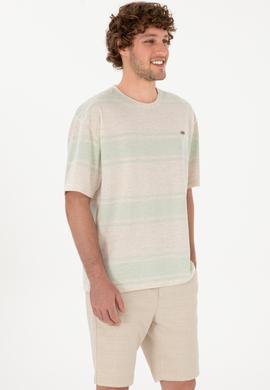 Erkek Comfort Fit Bisiklet Yaka Su Yeşili Tişört - 50299742018