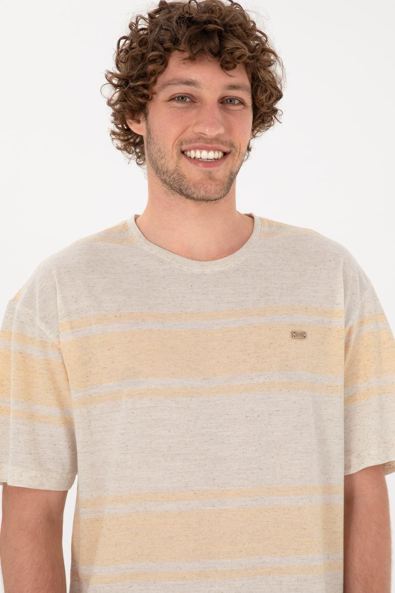 Erkek Comfort Fit Bisiklet Yaka Turuncu Tişört - 50299742006