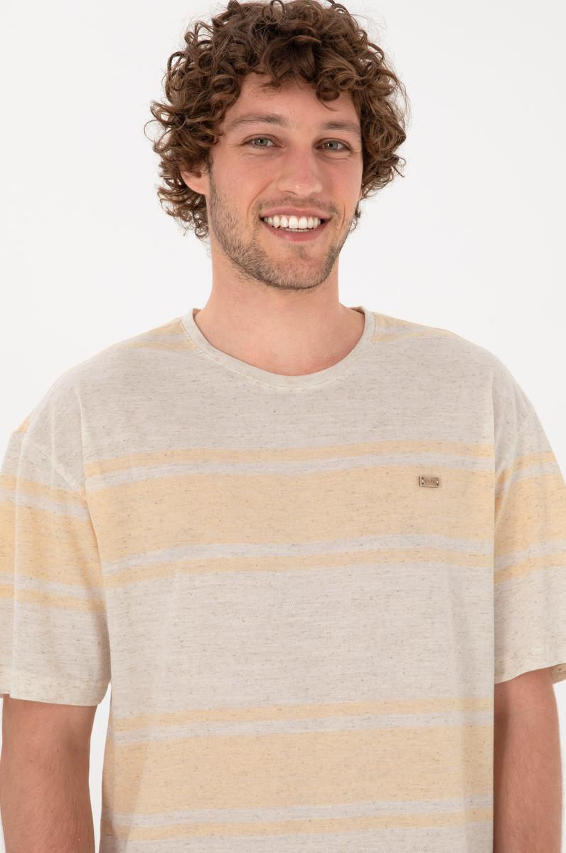 Erkek Comfort Fit Bisiklet Yaka Turuncu Tişört