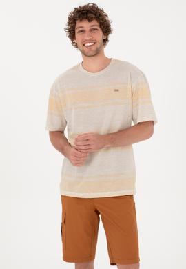 Erkek Comfort Fit Bisiklet Yaka Turuncu Tişört - 50299742006