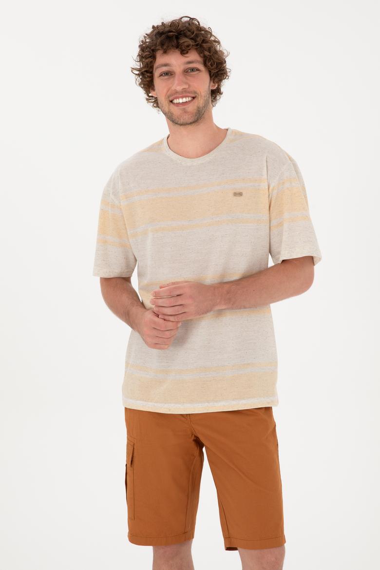 Erkek Comfort Fit Bisiklet Yaka Turuncu Tişört - 50299742006