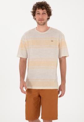 Erkek Comfort Fit Bisiklet Yaka Turuncu Tişört - 50299742006