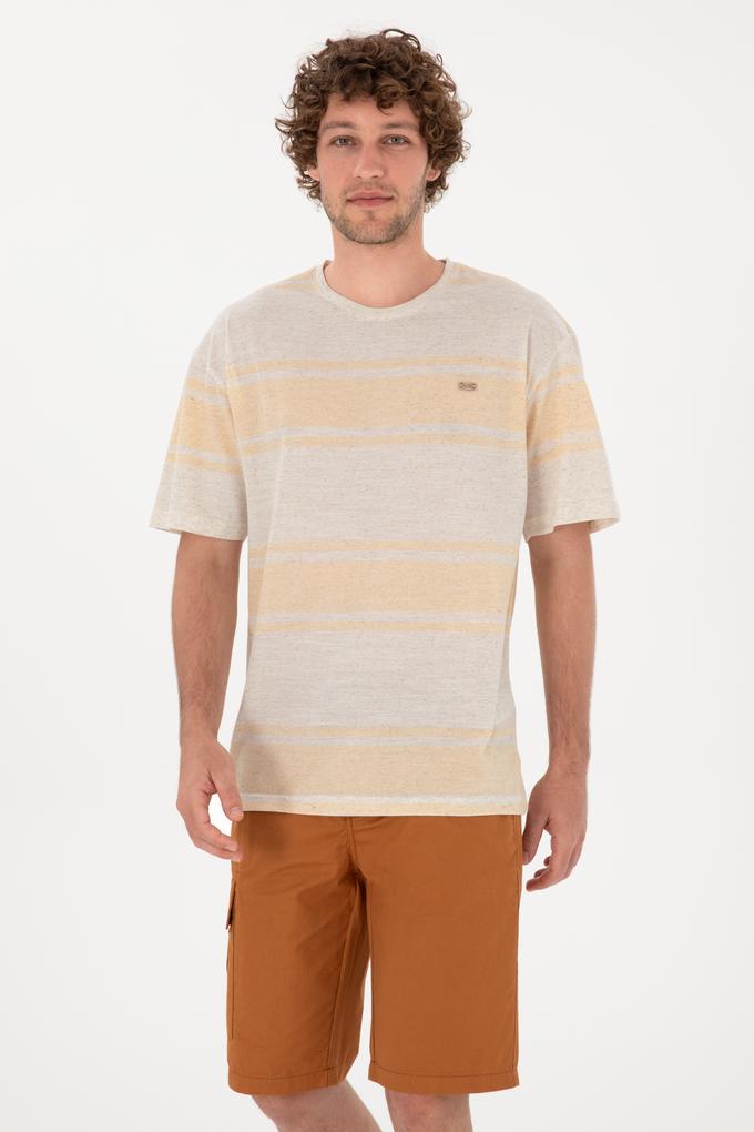 Erkek Comfort Fit Bisiklet Yaka Turuncu Tişört