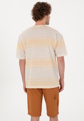 Erkek Comfort Fit Bisiklet Yaka Turuncu Tişört - 50299742006