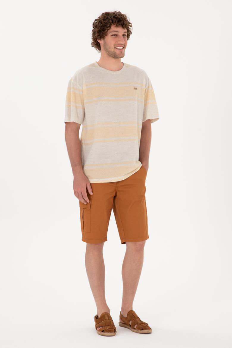 Erkek Comfort Fit Bisiklet Yaka Turuncu Tişört - 50299742006