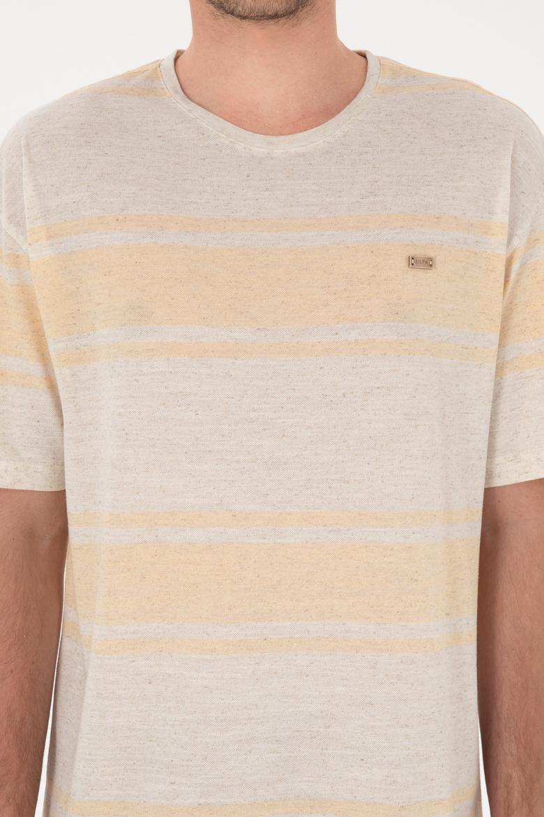 Erkek Comfort Fit Bisiklet Yaka Turuncu Tişört - 50299742006