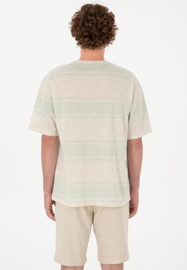 Erkek Comfort Fit Bisiklet Yaka Su Yeşili Tişört - 50299742018