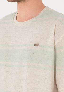 Erkek Comfort Fit Bisiklet Yaka Su Yeşili Tişört - 50299742018