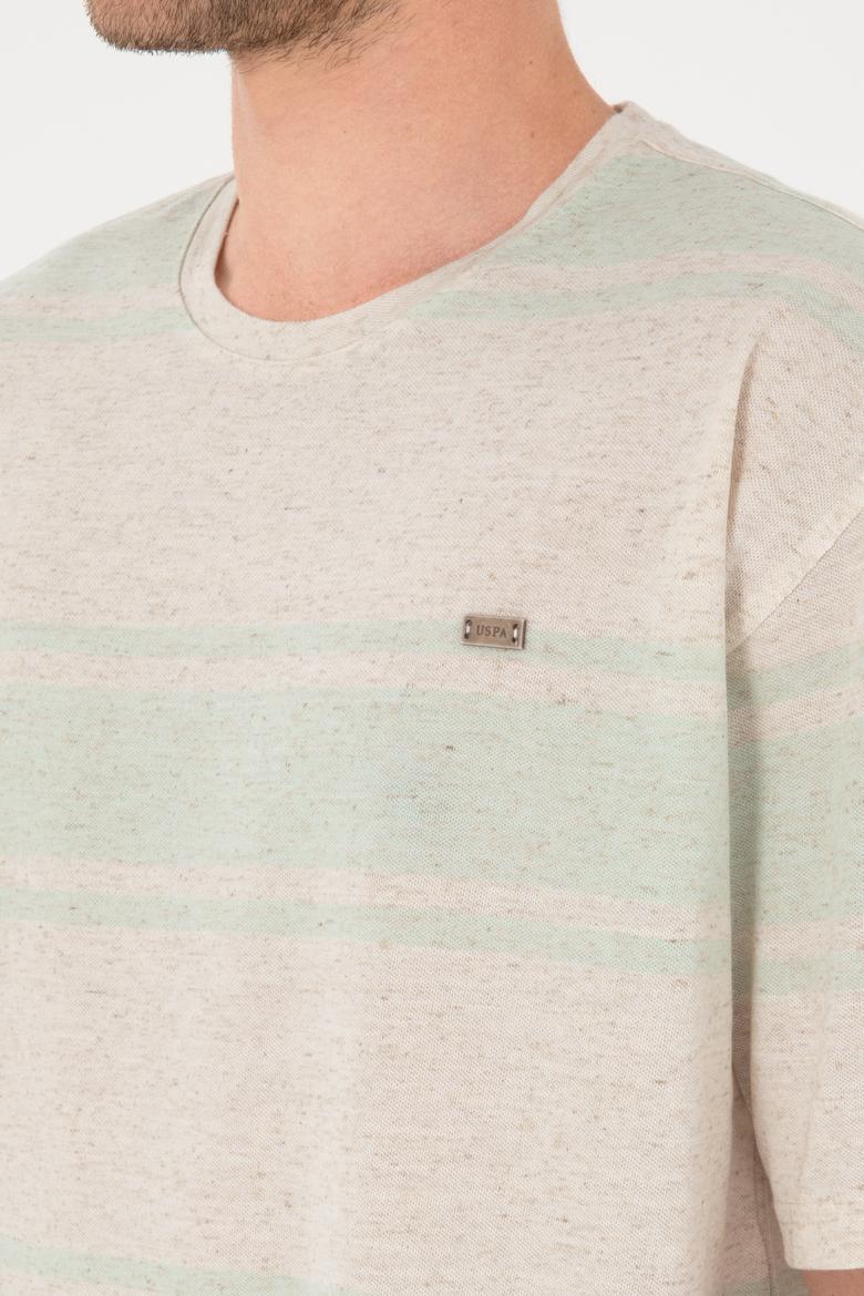 Erkek Comfort Fit Bisiklet Yaka Su Yeşili Tişört - 50299742018