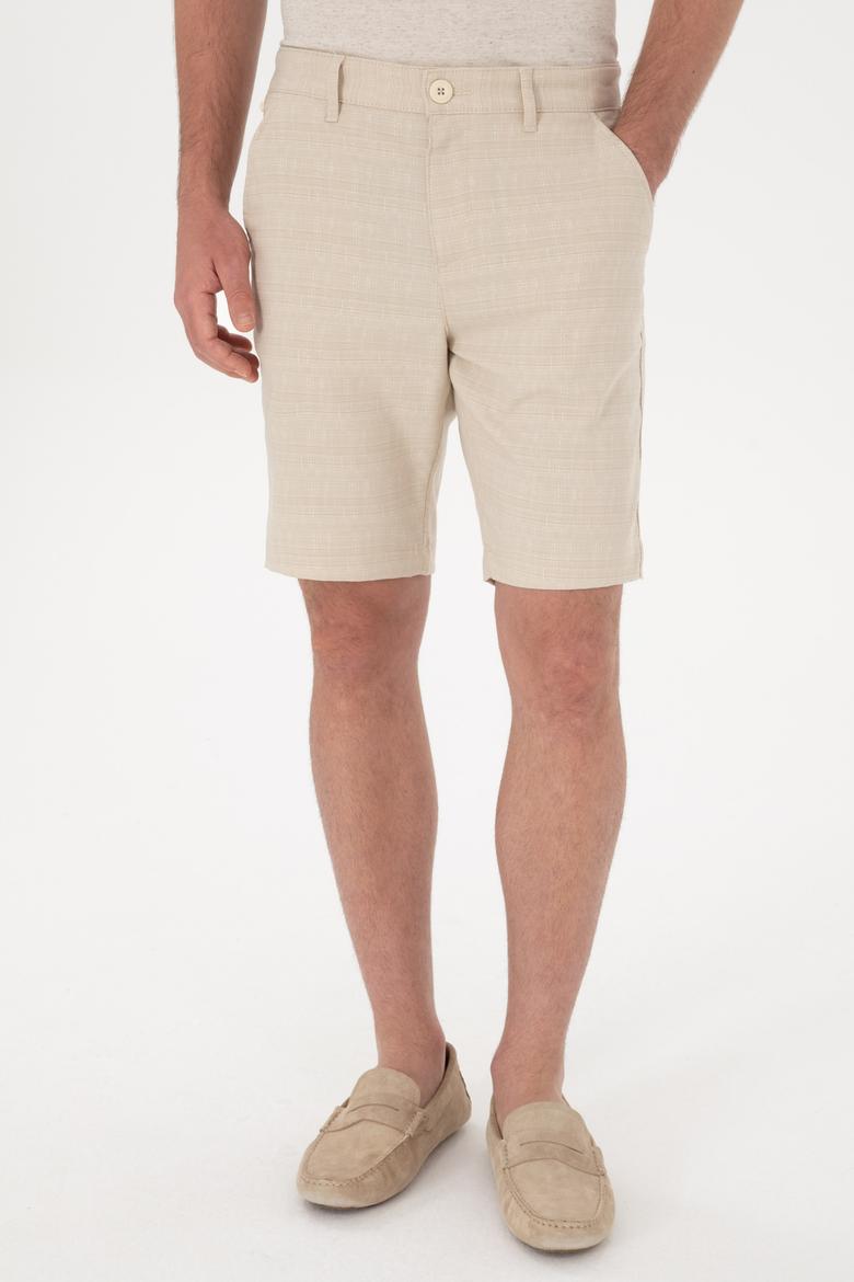 Erkek Camel Dokuma Şort - 50300443005