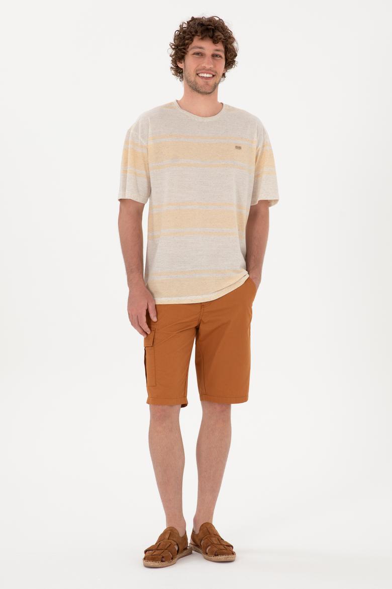 Erkek Hardal Dokuma Şort