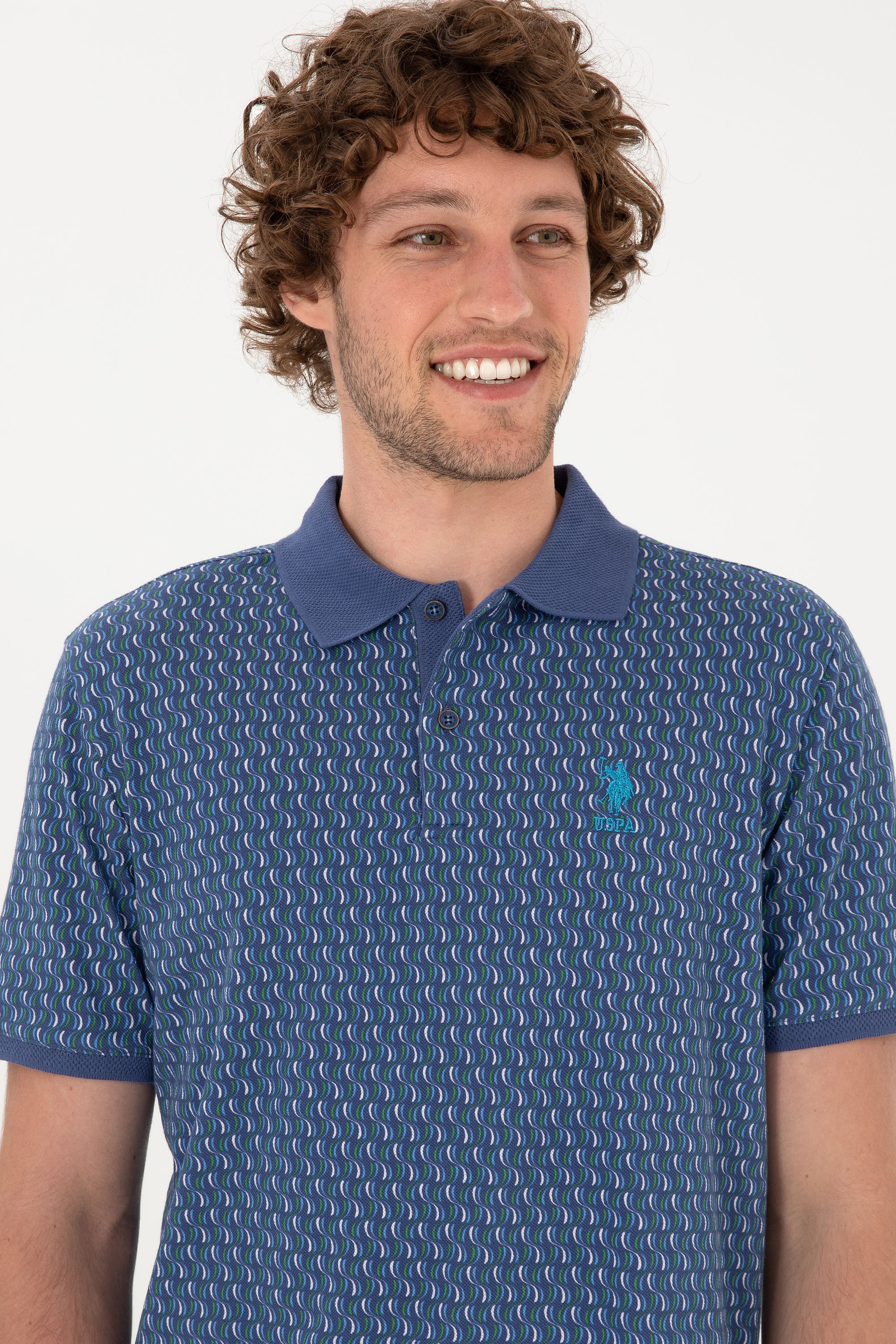 Erkek Regular Fit Polo Yaka Açık Lacivert Tişört - Image 2