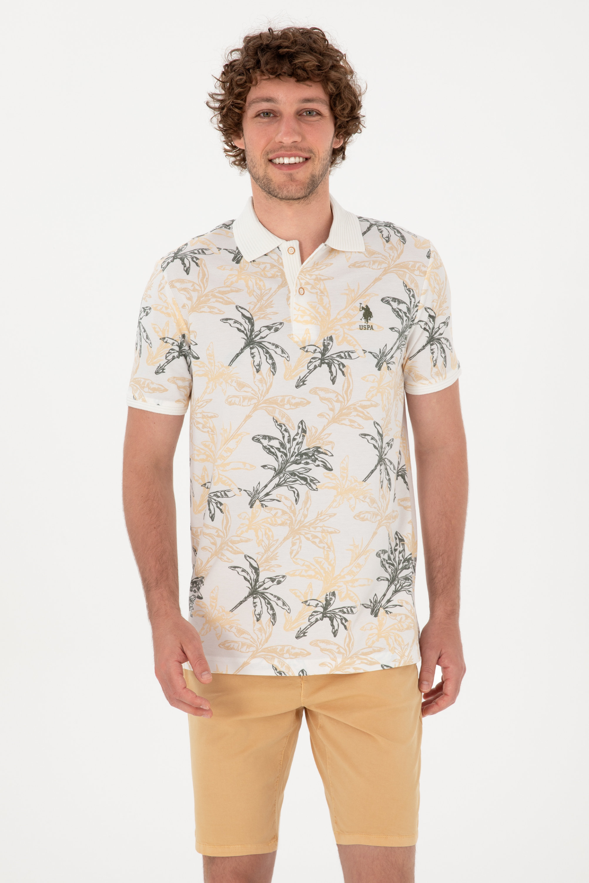 Erkek Regular Fit Polo Yaka Beyaz Tişört - Image 1