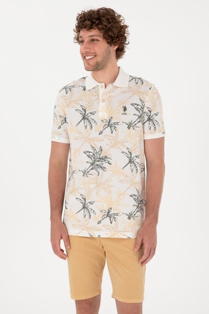 Erkek Regular Fit Polo Yaka Beyaz Tişört