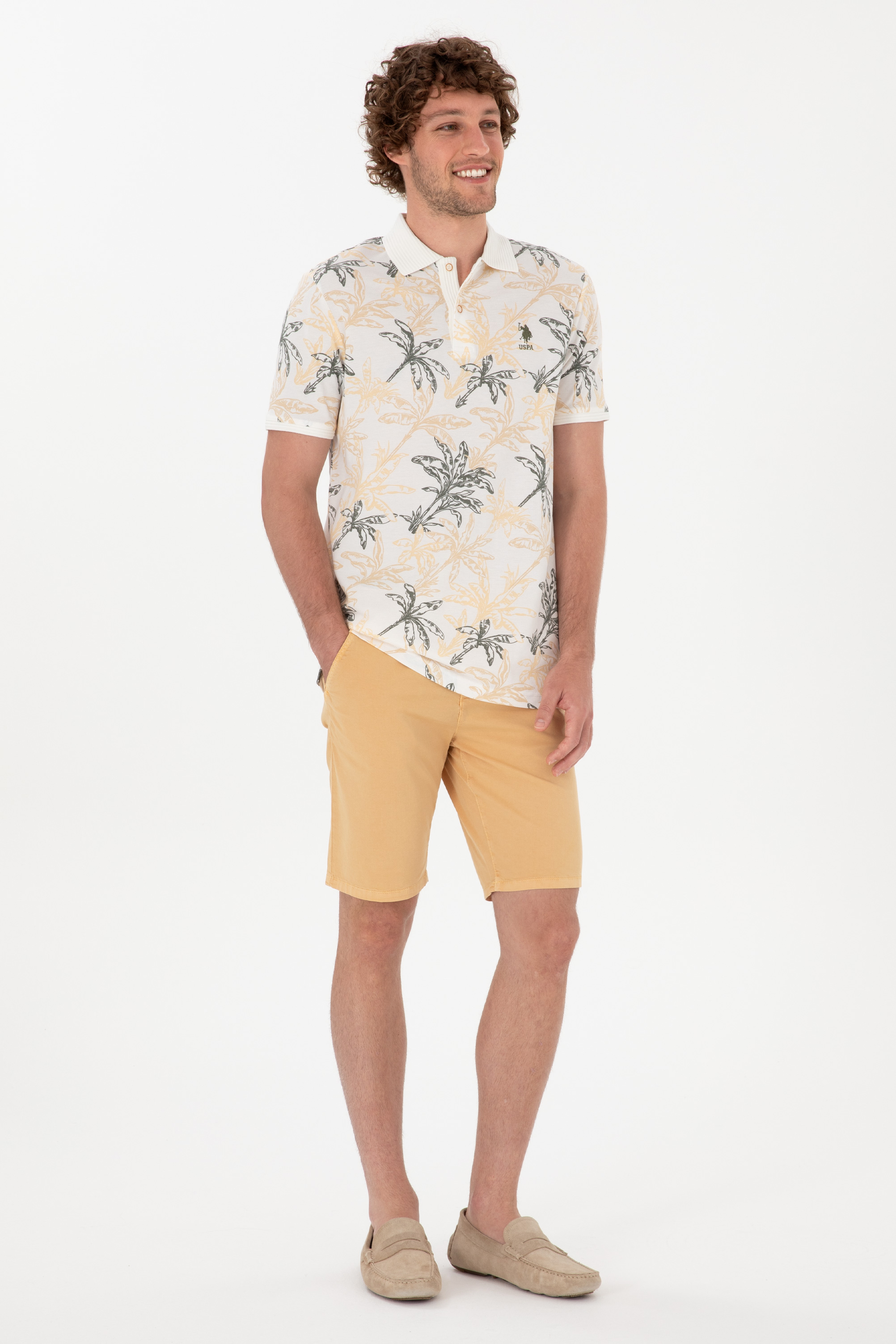 Erkek Regular Fit Polo Yaka Beyaz Tişört - Image 4