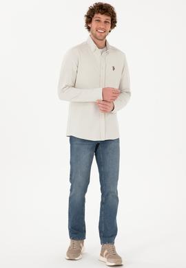 Erkek Ekru Örme Gömlek - 50315877019