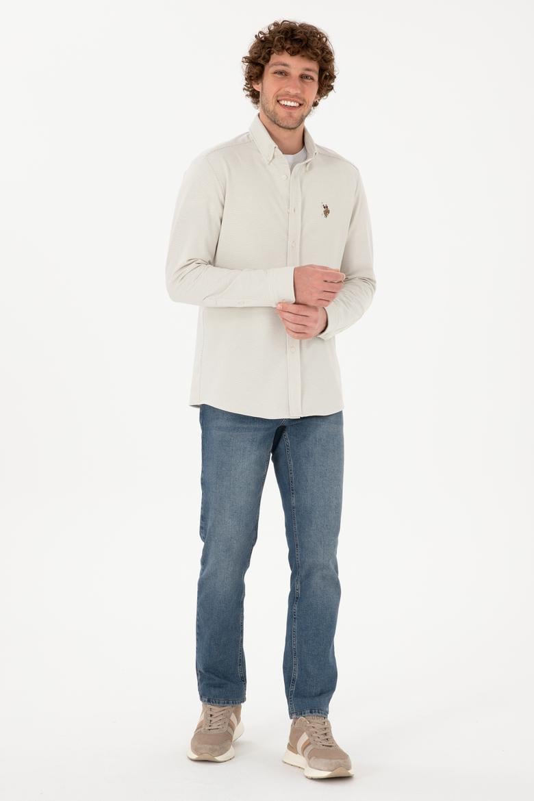 Erkek Ekru Örme Gömlek - 50315877019
