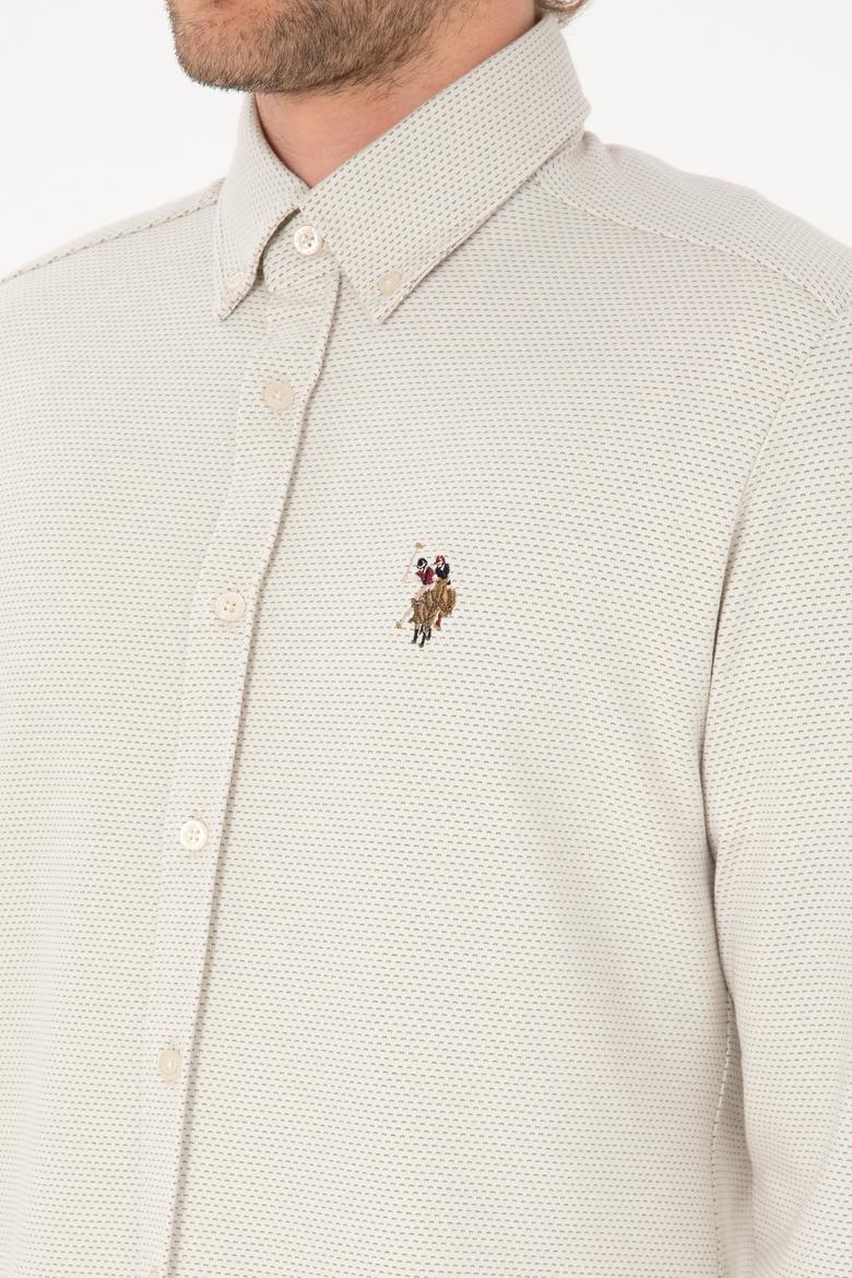Erkek Ekru Örme Gömlek - 50315877019