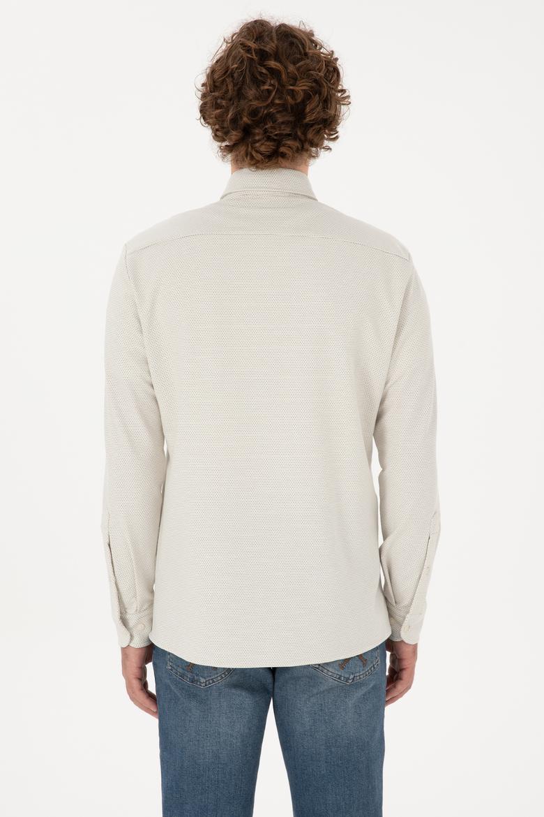 Erkek Ekru Örme Gömlek - 50315877019
