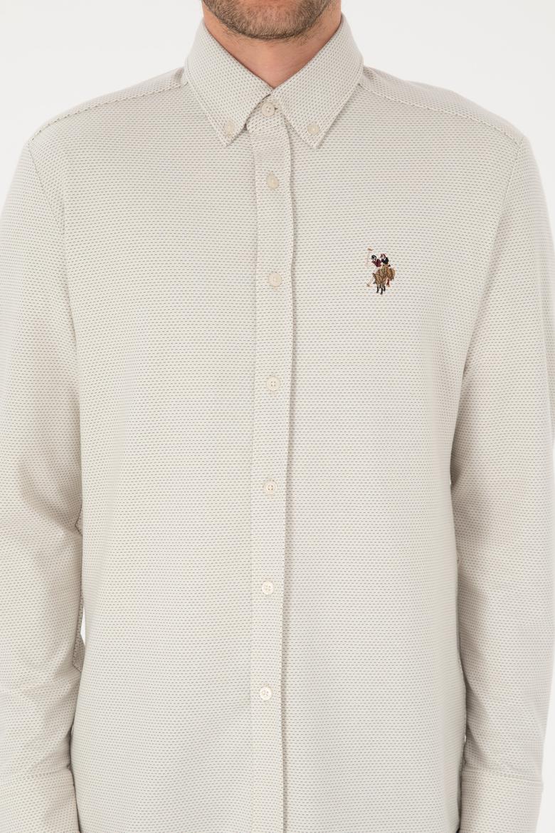 Erkek Ekru Örme Gömlek - 50315877019