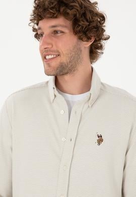 Erkek Ekru Örme Gömlek - 50315877019