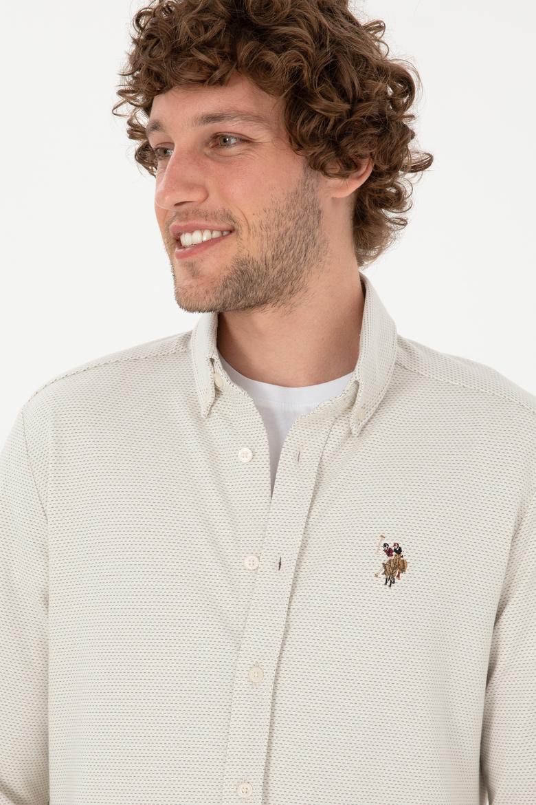 Erkek Ekru Örme Gömlek - 50315877019