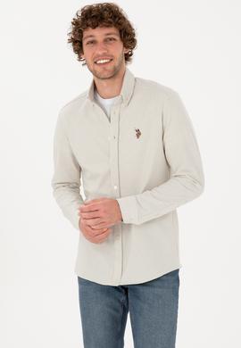 Erkek Ekru Örme Gömlek - 50315877019