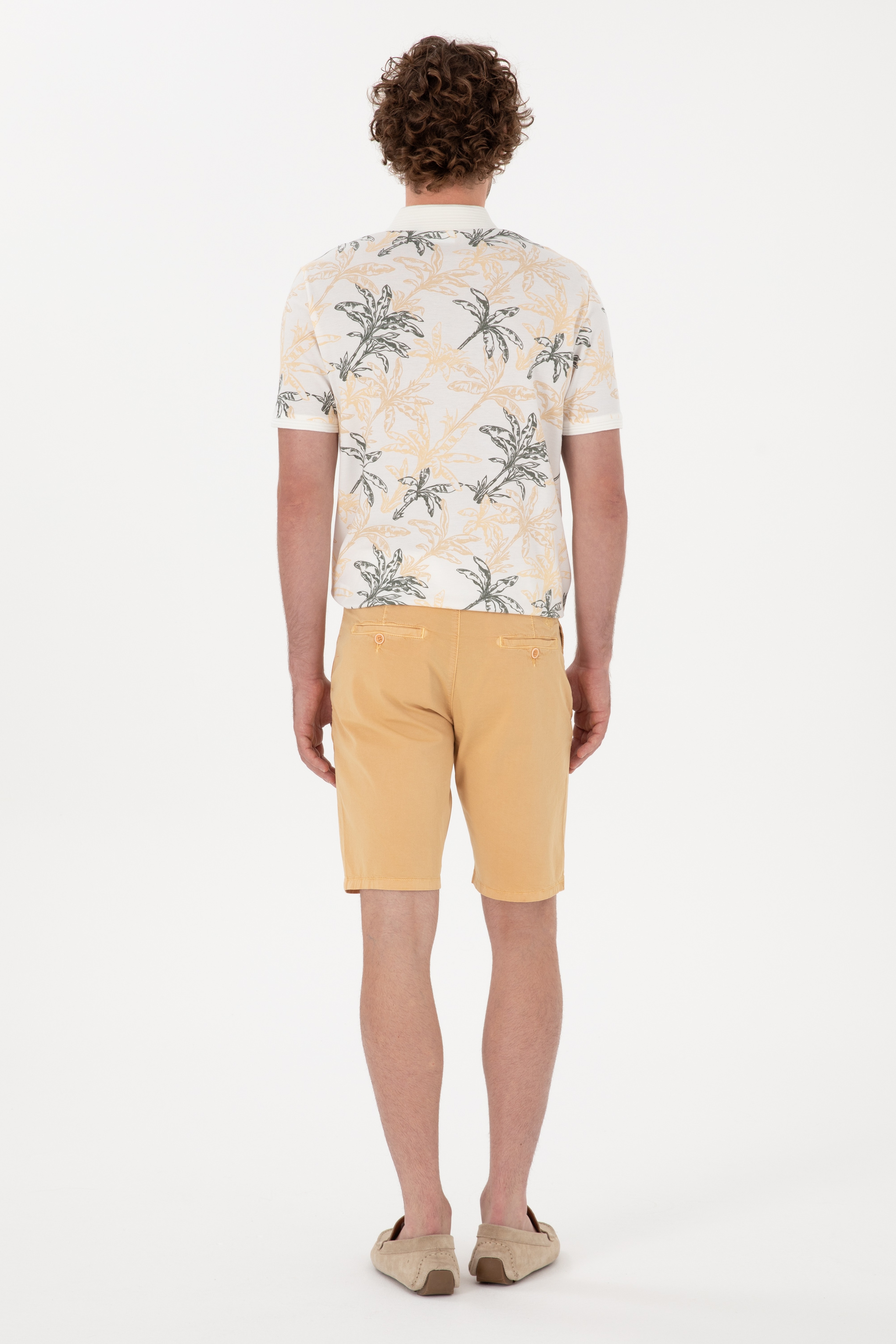 Erkek Turuncu Dokuma Şort - Image 4