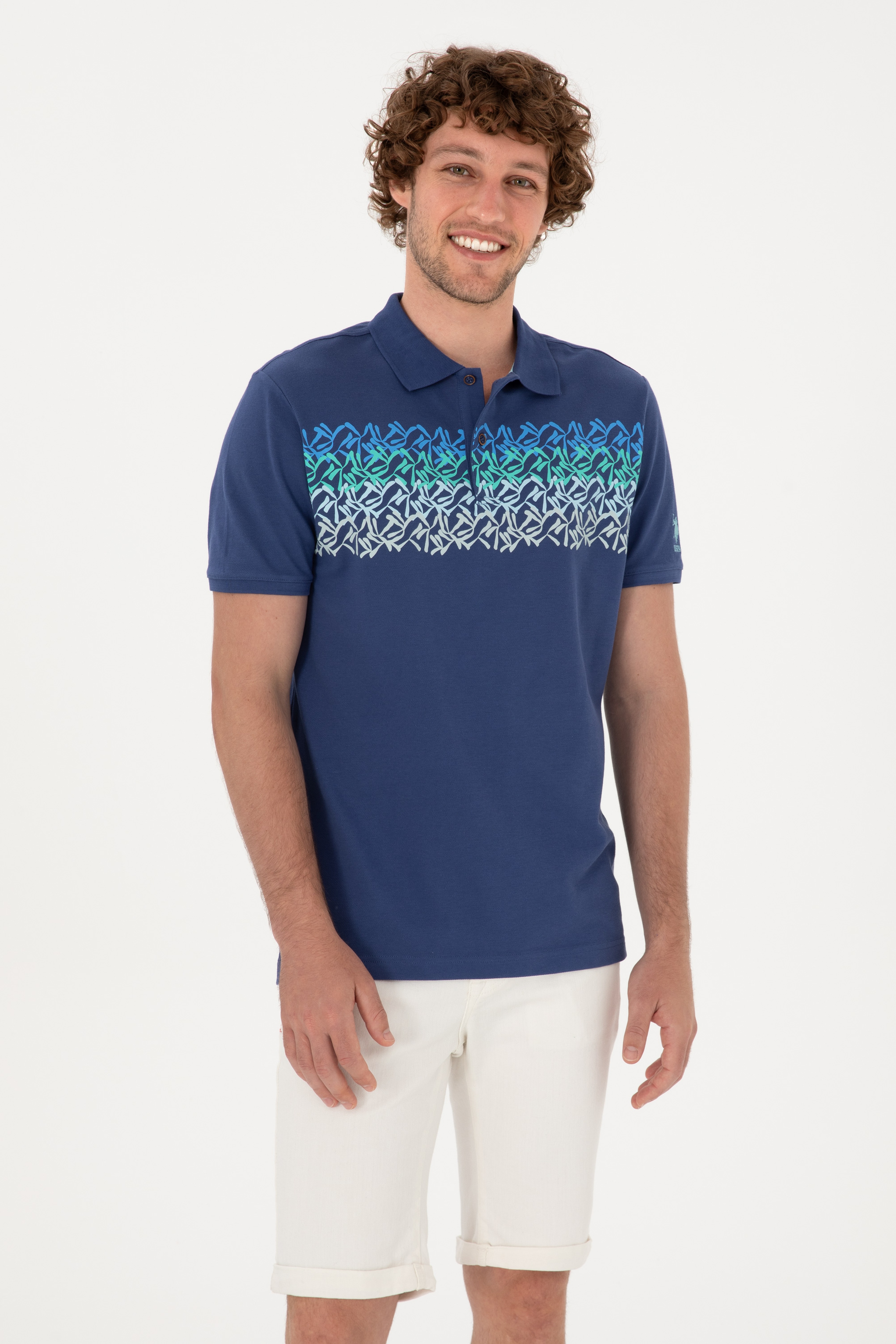 Erkek Regular Fit Polo Yaka Açık Lacivert Tişört