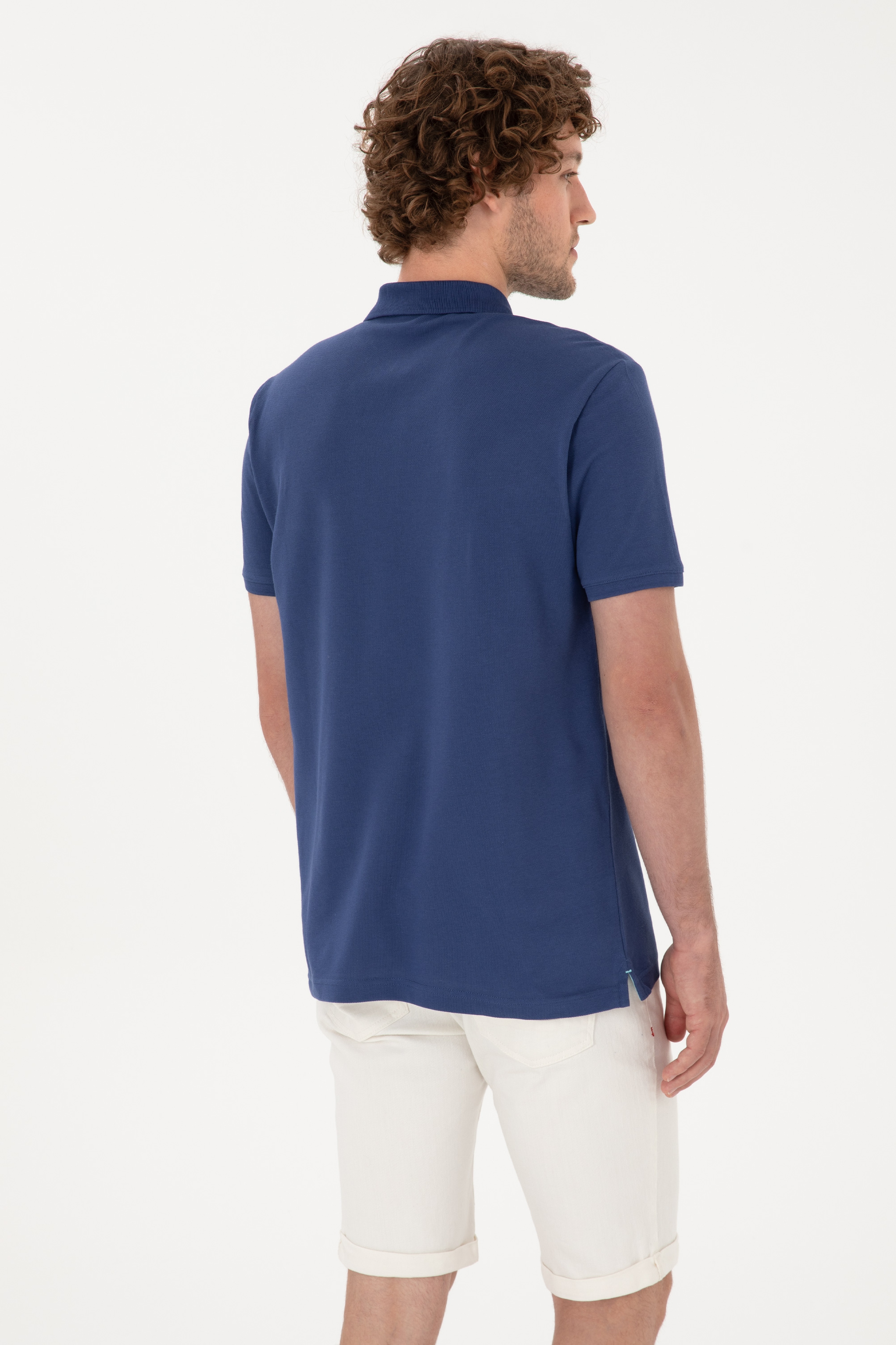 Erkek Regular Fit Polo Yaka Açık Lacivert Tişört - Image 5